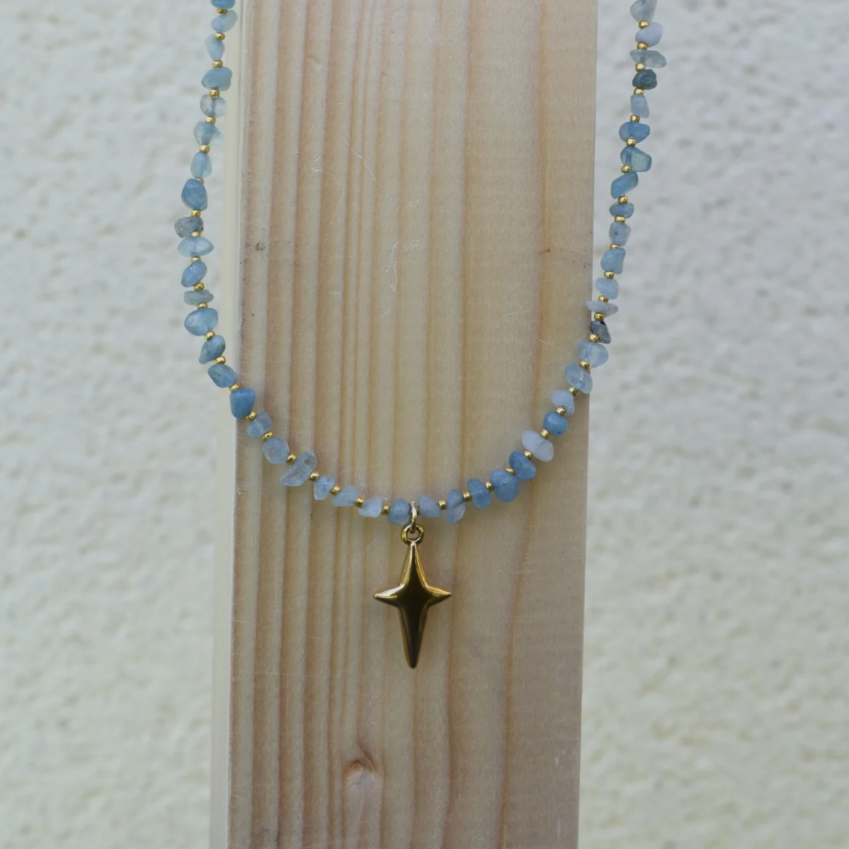Collier solo pampille ASTRAL en Aigue marine - Pampille Etoile