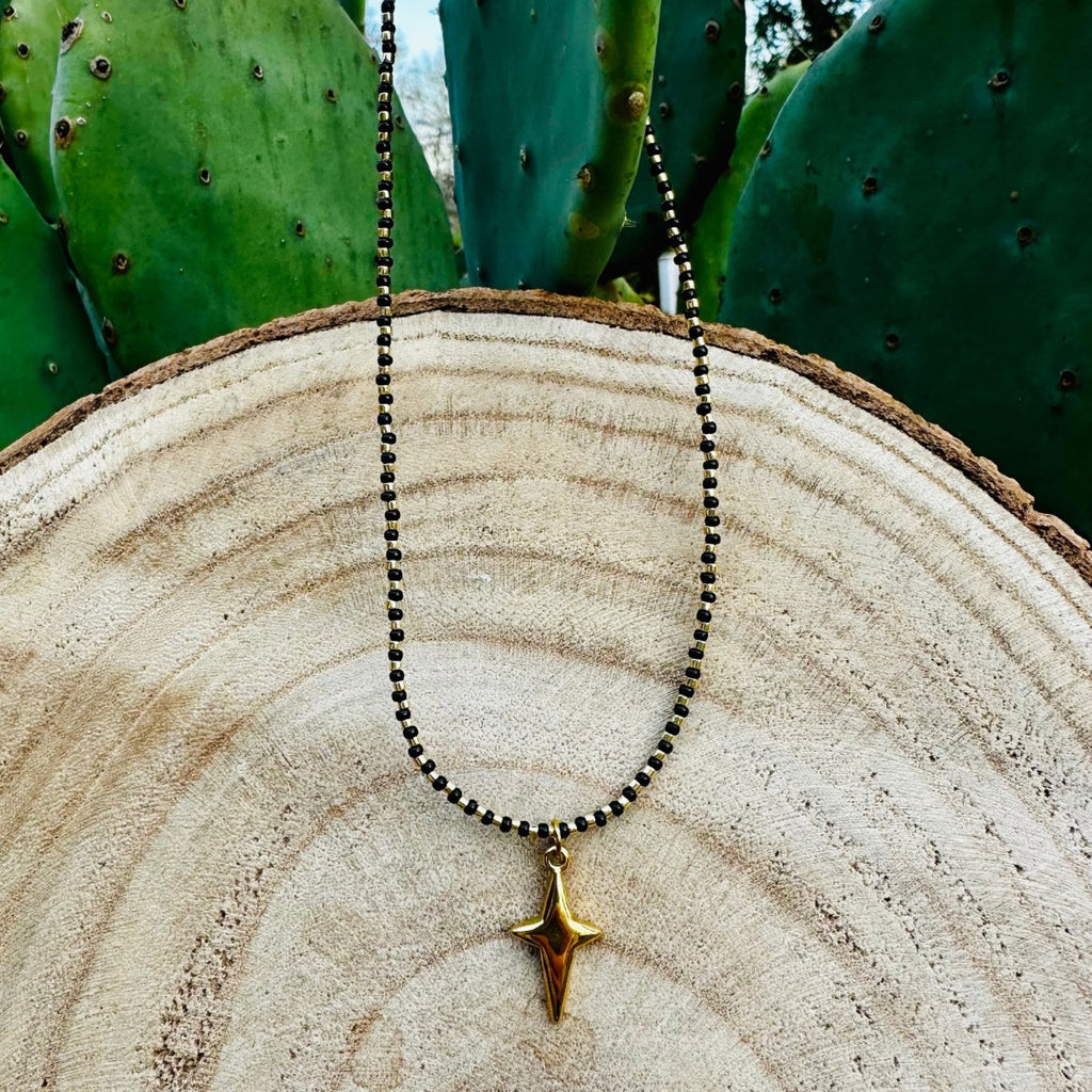 Collier perles noir ASTRAL - Pampille Etoile