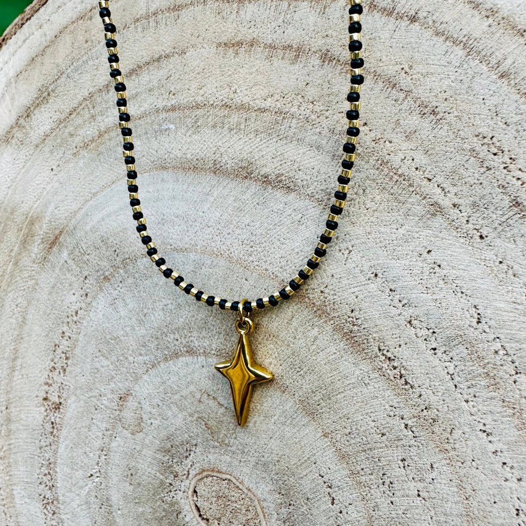 Collier perles noir ASTRAL - Pampille Etoile